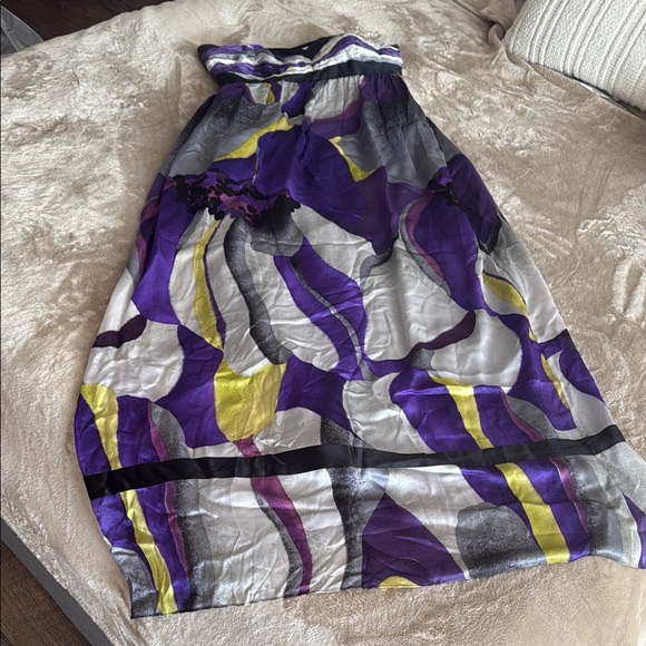 Purple and Yellow Bubble Midi Dress for Cocktail Laundry by Design - Picture 1 of 9